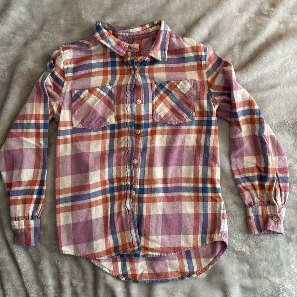 SO Kids Plaid Shirt in Purple and Orange
